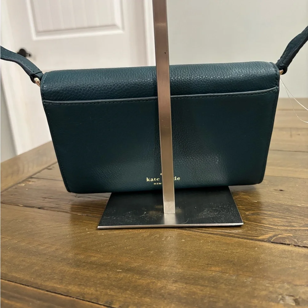 Kate Spade Marti Pebbled Leather Convertible Wallet Crossbody Peacock Sapphir